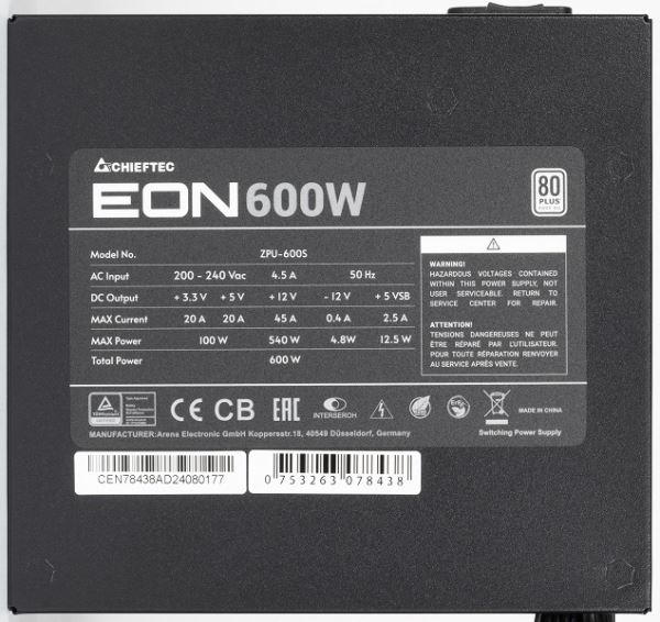 Обзор бюджетного блока питания Chieftec EON 600W (ZPU-600S)